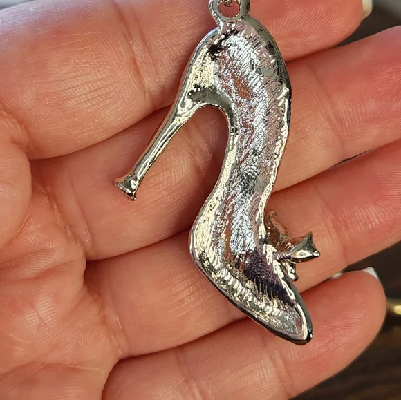 NWT STUDDED HIGH HEEL SHOE BAG CHARM metal and crystals - Picture 3 of 3